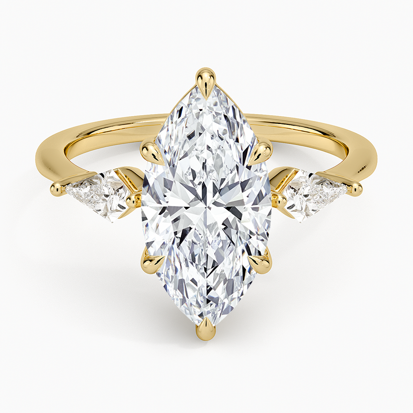 Luxe Cometa Three Stone Diamond Ring (1/3 ct. tw.) Yellow Gold 18k Marquise Engagement Ring