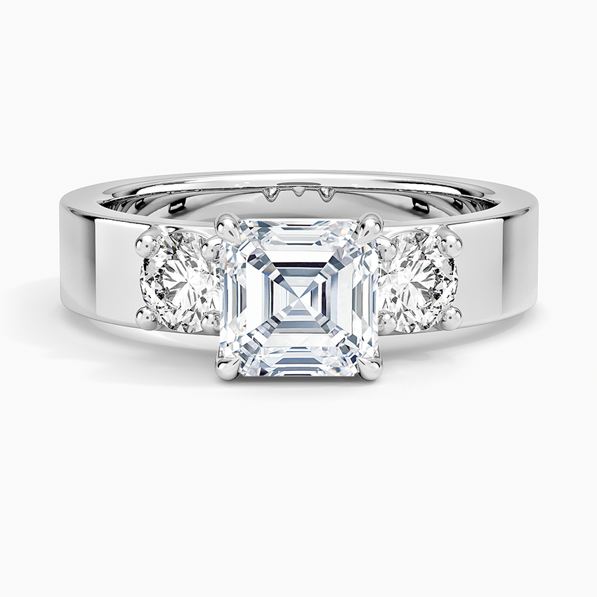 Peyton Three Stone Diamond Ring (1/2 ct. tw.) Platinum Asscher Engagement Ring