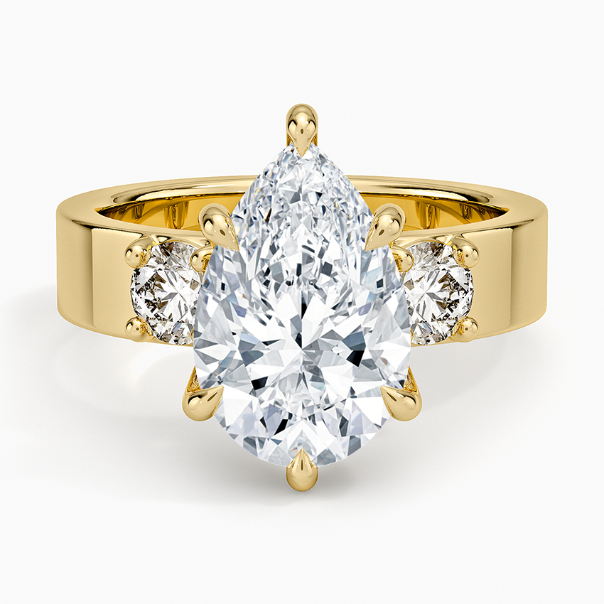 Peyton Three Stone Diamond Ring (1/2 ct. tw.) Yellow Gold 18k Pear Engagement Ring