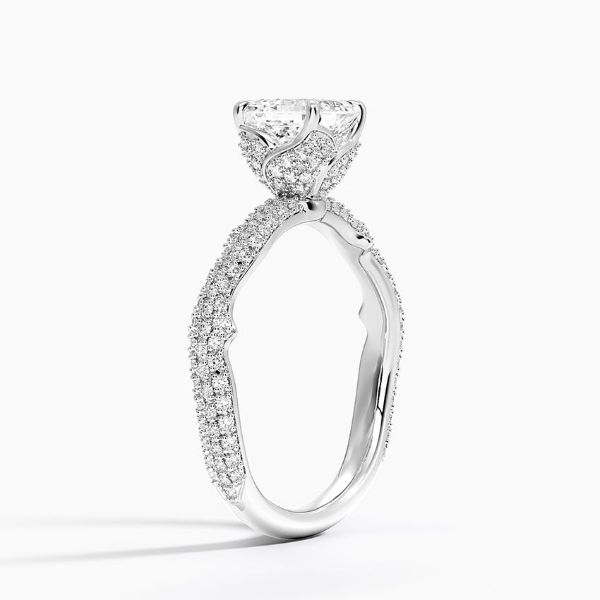 Rose Thorn Diamond Ring Platinum Asscher Engagement Ring