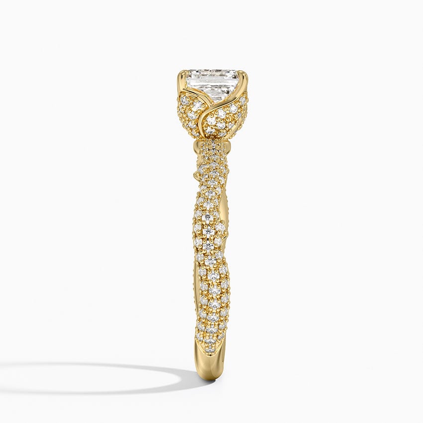 Rose Thorn Diamond Ring Yellow Gold 18k Asscher Engagement Ring