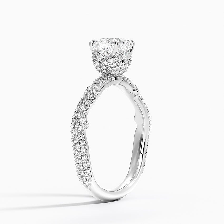Rose Thorn Diamond Ring Platinum Cushion Engagement Ring