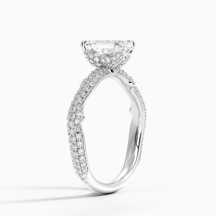 Rose Thorn Diamond Ring Platinum Emerald Engagement Ring
