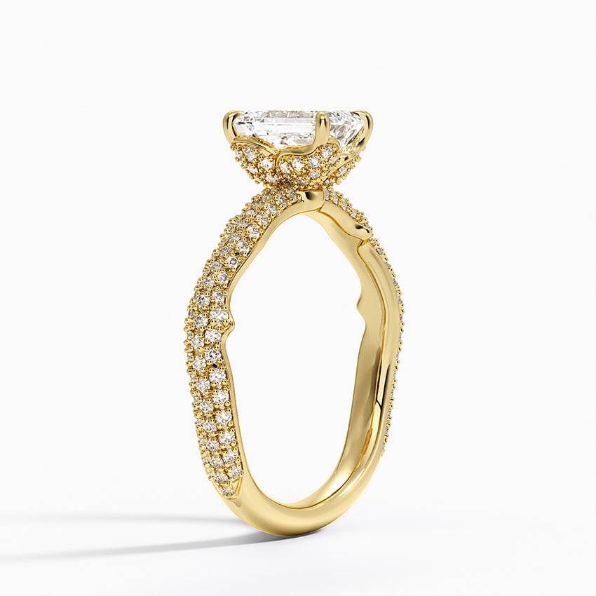 Rose Thorn Diamond Ring Yellow Gold 18k Emerald Engagement Ring