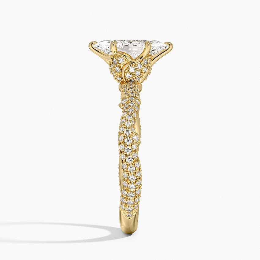 Rose Thorn Diamond Ring Yellow Gold 18k Marquise Engagement Ring
