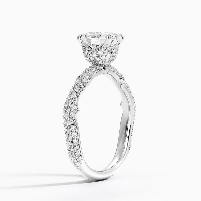 Rose Thorn Diamond Ring Platinum Oval Engagement Ring