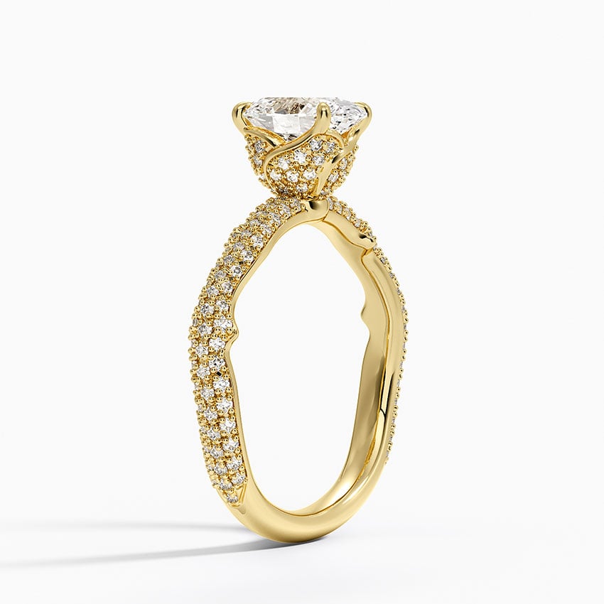 Rose Thorn Diamond Ring Yellow Gold 18k Oval Engagement Ring
