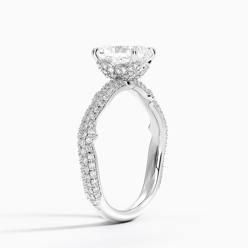 Rose Thorn Diamond Ring Platinum Radiant Engagement Ring