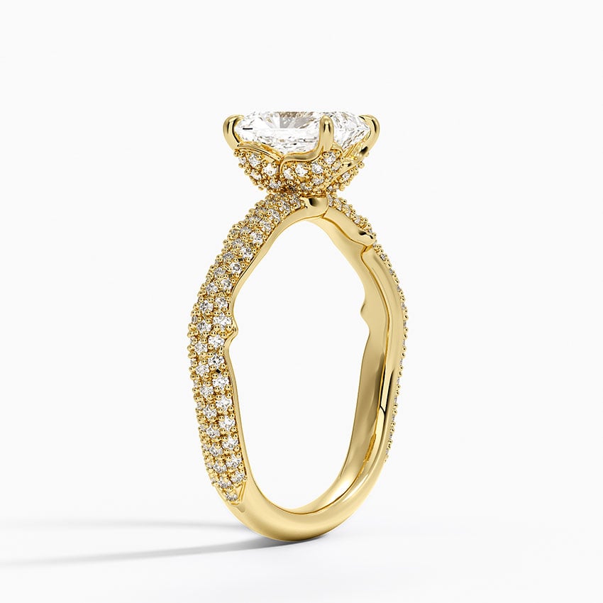 Rose Thorn Diamond Ring Yellow Gold 18k Radiant Engagement Ring