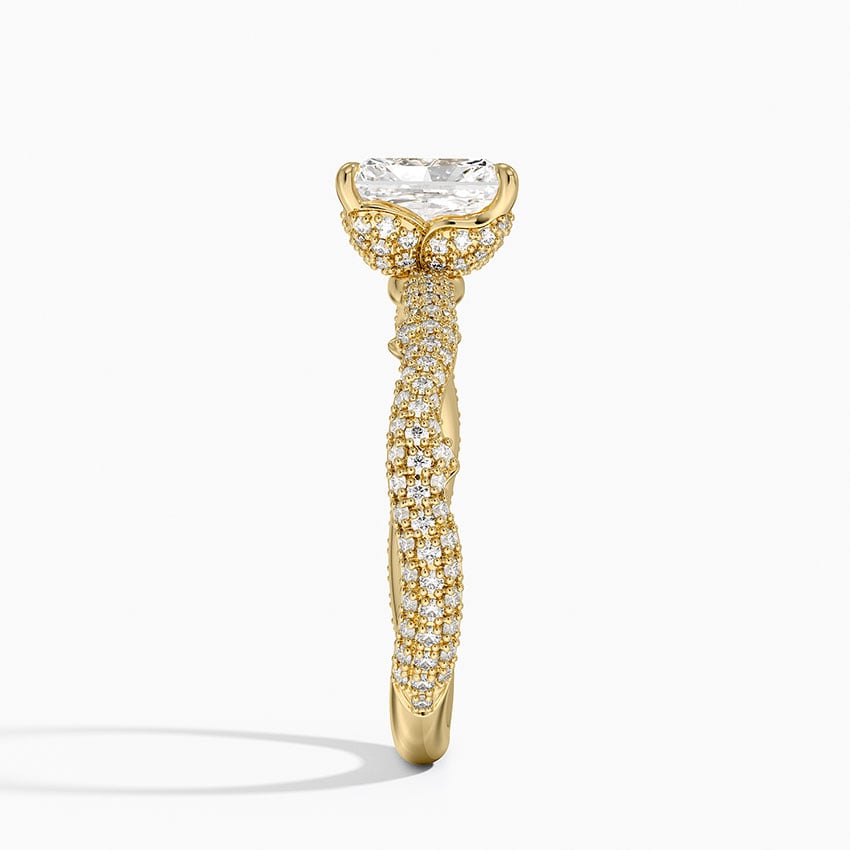 Rose Thorn Diamond Ring Yellow Gold 18k Radiant Engagement Ring