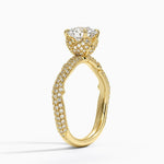 Rose Thorn Diamond Ring Yellow Gold 18k Round Engagement Ring