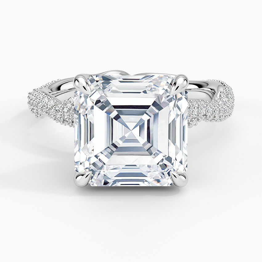 Rose Thorn Diamond Ring Platinum Asscher Engagement Ring