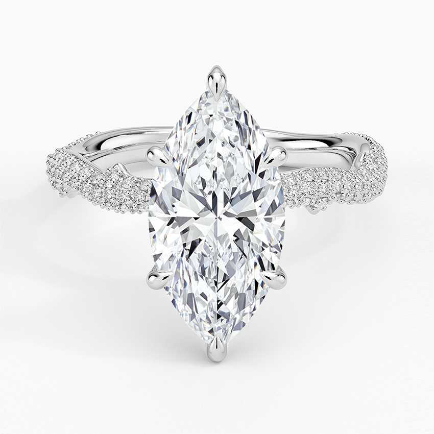 Rose Thorn Diamond Ring Platinum Marquise Engagement Ring