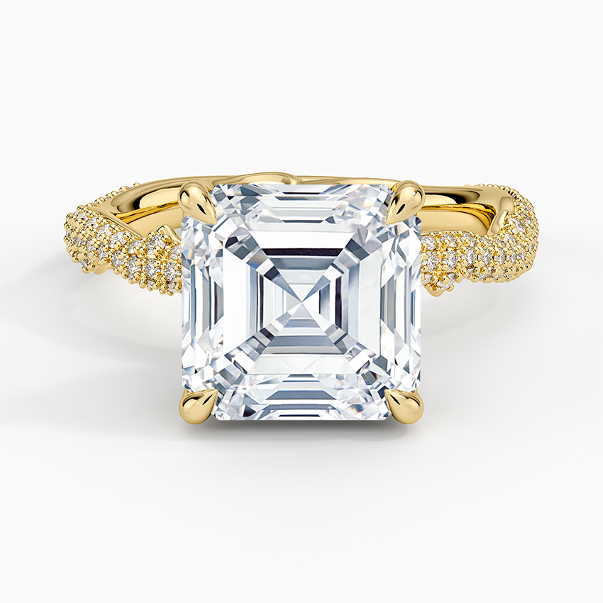 Rose Thorn Diamond Ring Yellow Gold 18k Asscher Engagement Ring