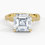 Rose Thorn Diamond Ring Yellow Gold 18k Asscher Engagement Ring