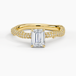 Rose Thorn Diamond Ring Yellow Gold 18k Emerald Engagement Ring