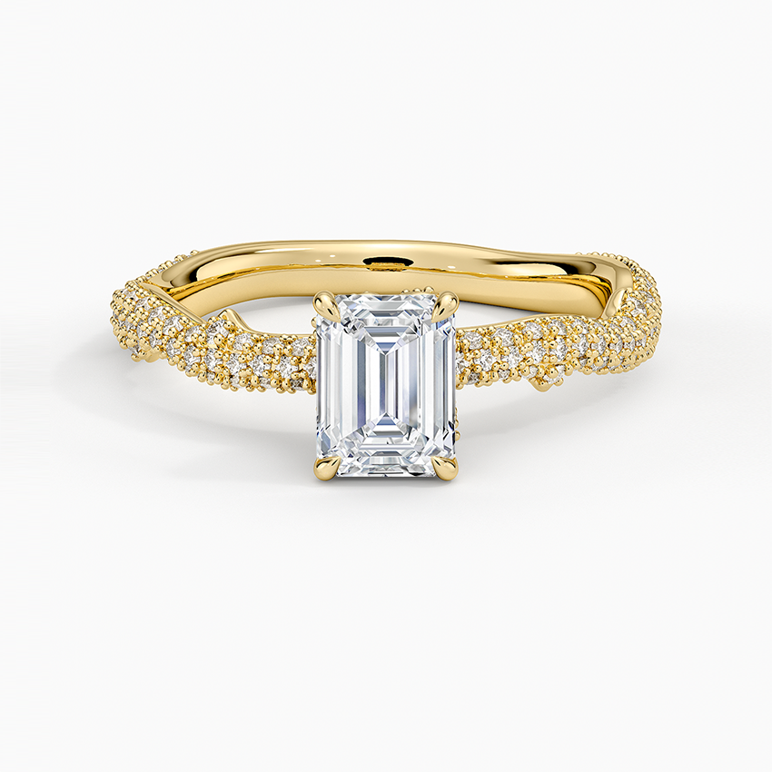 Rose Thorn Diamond Ring Yellow Gold 18k Emerald Engagement Ring