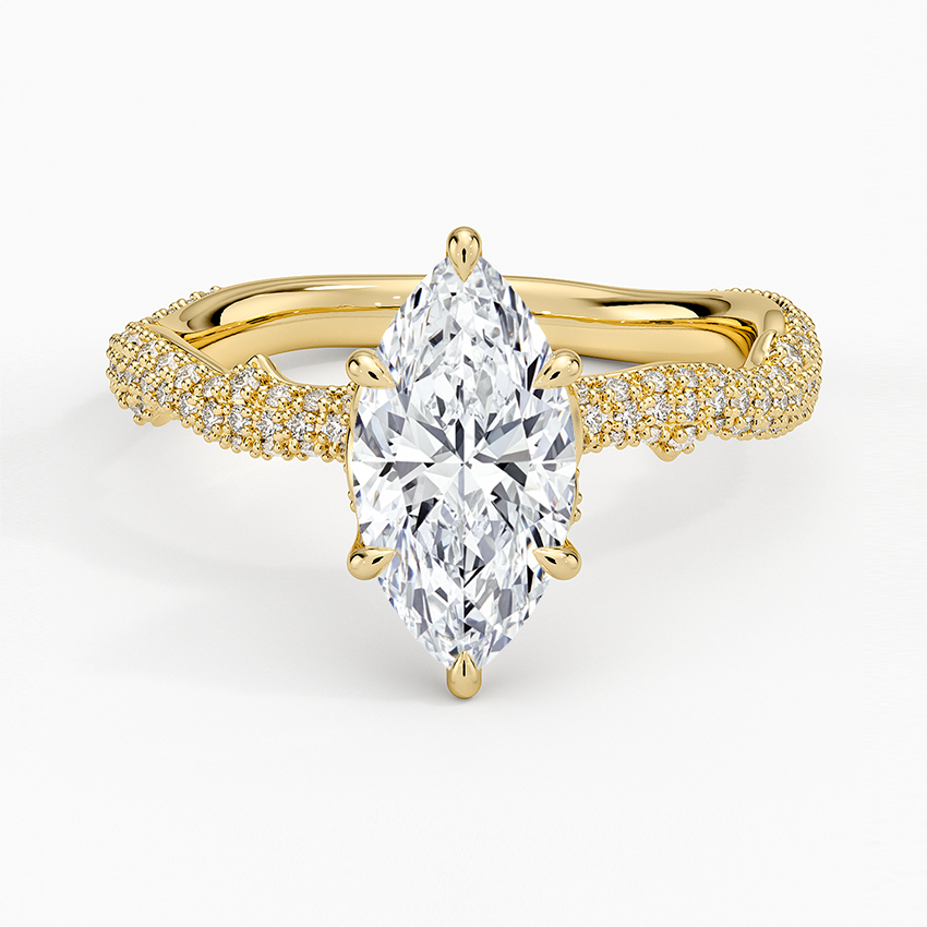 Rose Thorn Diamond Ring Yellow Gold 18k Marquise Engagement Ring