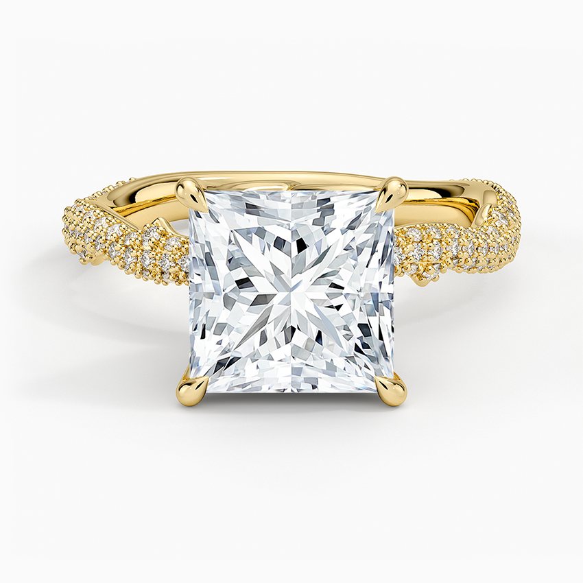 Rose Thorn Diamond Ring Yellow Gold 18k Princess Engagement Ring