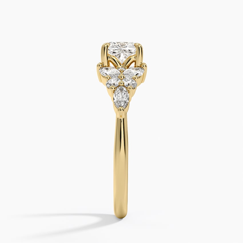 Nadia Taper Diamond Ring Yellow Gold 18k Cushion Engagement Ring