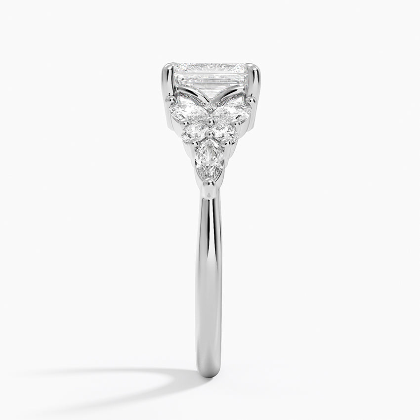 Nadia Taper Diamond Ring Platinum Emerald Engagement Ring