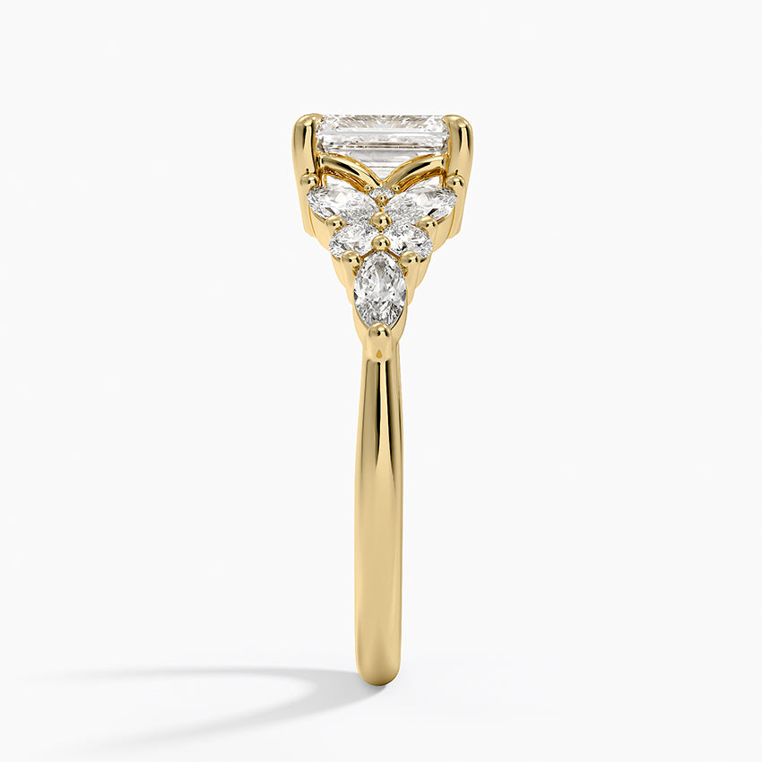 Nadia Taper Diamond Ring Yellow Gold 18k Emerald Engagement Ring
