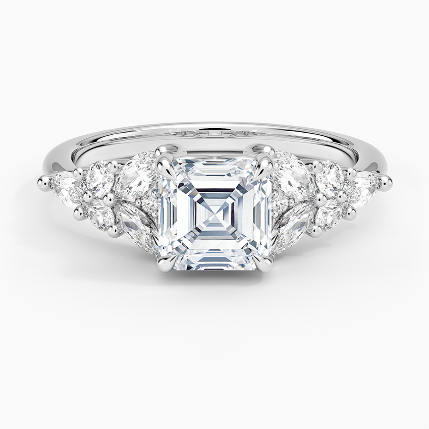 Nadia Taper Diamond Ring Platinum Asscher Engagement Ring
