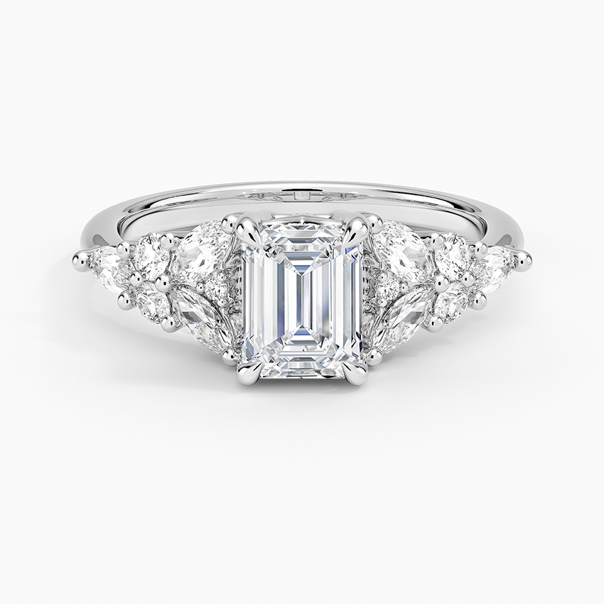Nadia Taper Diamond Ring Platinum Emerald Engagement Ring