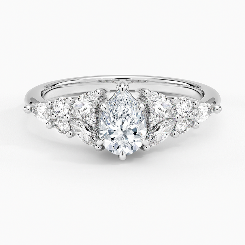 Nadia Taper Diamond Ring Platinum Pear Engagement Ring