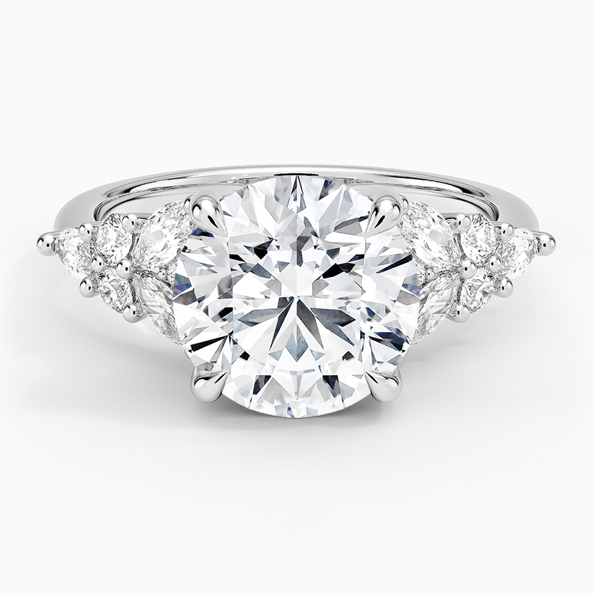 Nadia Taper Diamond Ring Platinum Round Engagement Ring