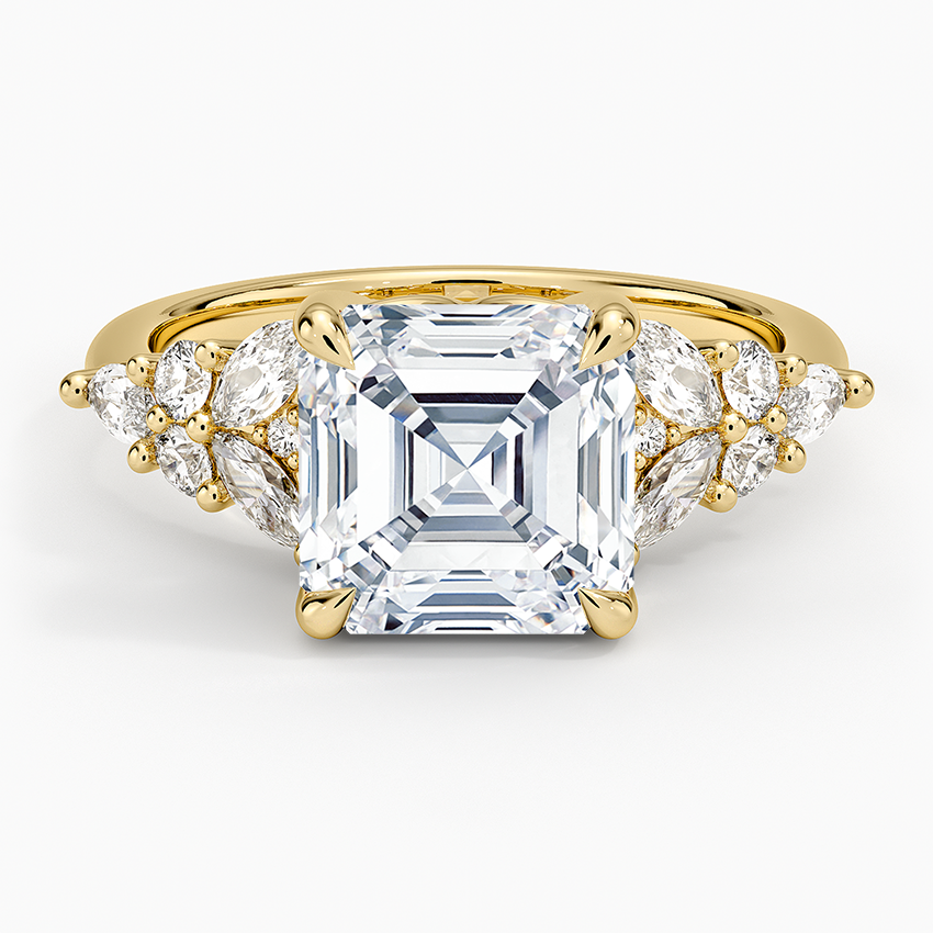 Nadia Taper Diamond Ring Yellow Gold 18k Asscher Engagement Ring