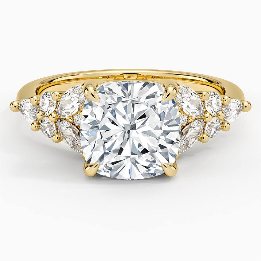 Nadia Taper Diamond Ring Yellow Gold 18k Cushion Engagement Ring