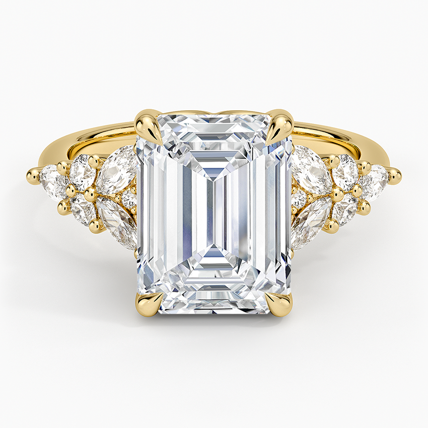 Nadia Taper Diamond Ring Yellow Gold 18k Emerald Engagement Ring
