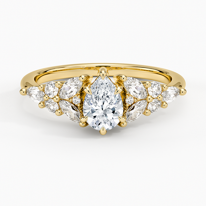 Nadia Taper Diamond Ring Yellow Gold 18k Pear Engagement Ring