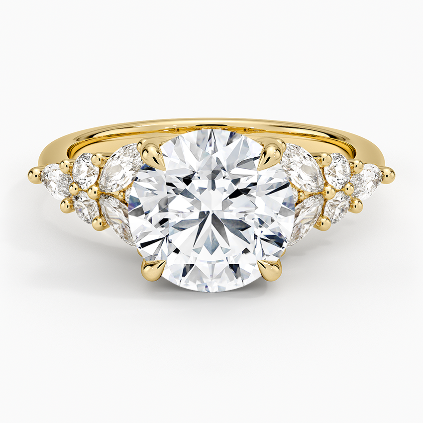 Nadia Taper Diamond Ring Yellow Gold 18k Round Engagement Ring