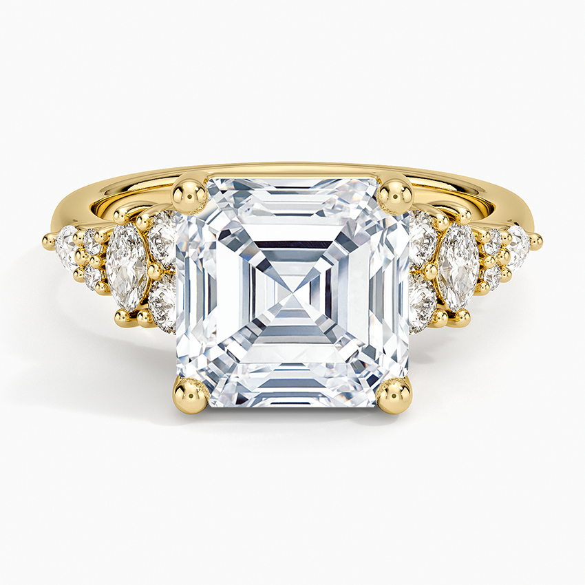 Jacqueline Diamond Ring Yellow Gold 18k Asscher Engagement Ring