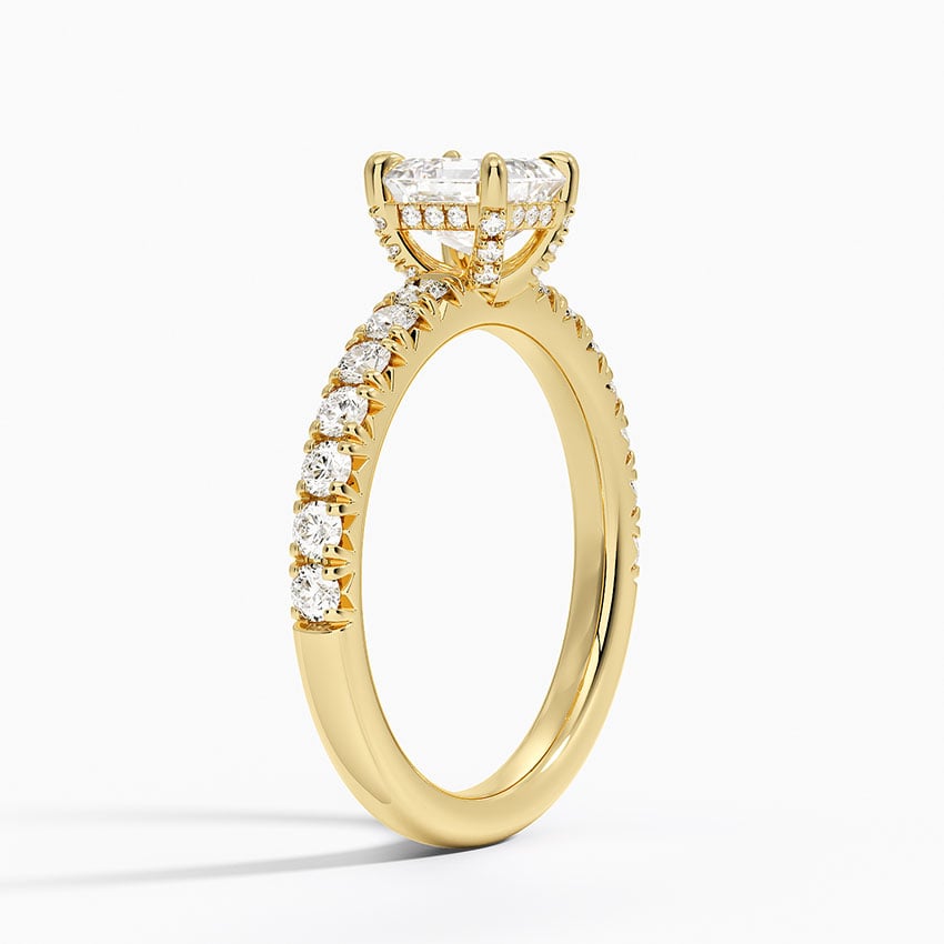 Olympia Half Coverage Diamond Ring Yellow Gold 18k Asscher Engagement Ring