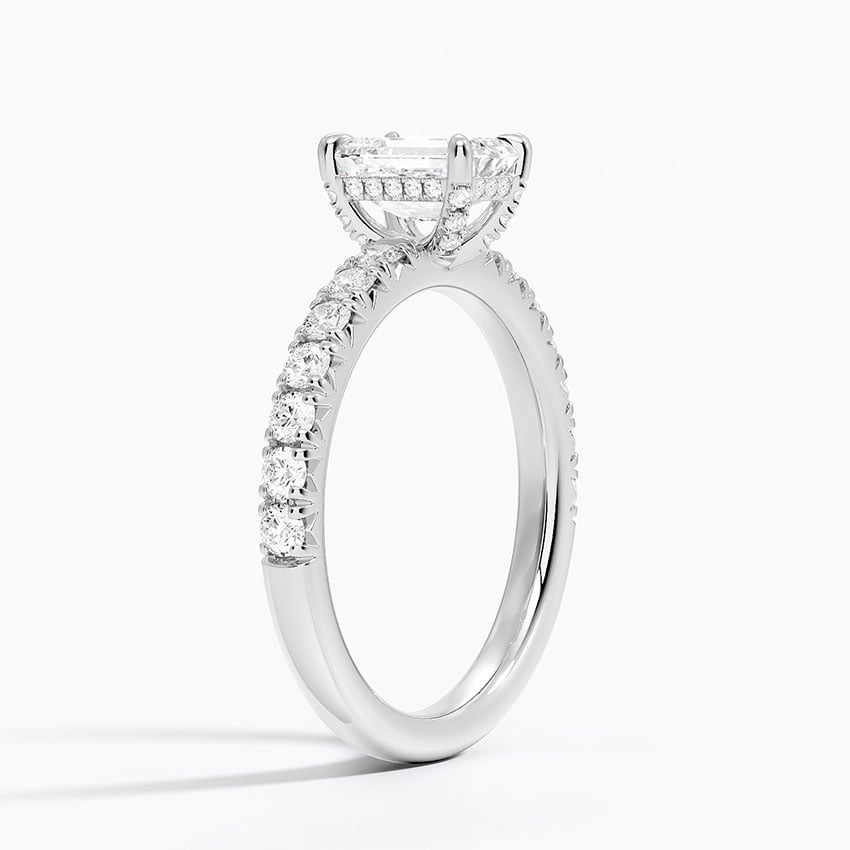 Olympia Half Coverage Diamond Ring Platinum Emerald Engagement Ring