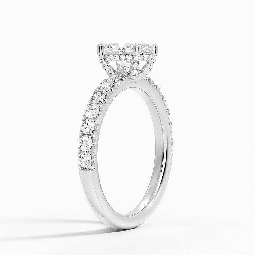 Olympia Half Coverage Diamond Ring Platinum Oval Engagement Ring