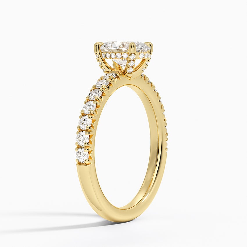 Olympia Half Coverage Diamond Ring Yellow Gold 18k Oval Engagement Ring
