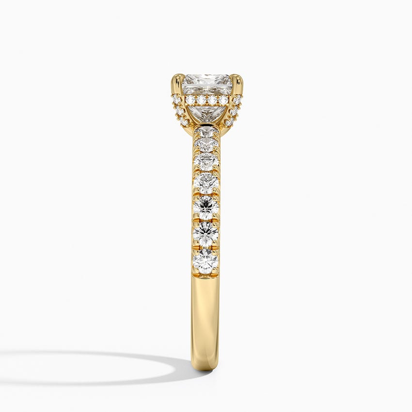 Olympia Half Coverage Diamond Ring Yellow Gold 18k Princess Engagement Ring