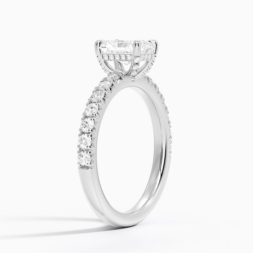 Olympia Half Coverage Diamond Ring Platinum Radiant Engagement Ring