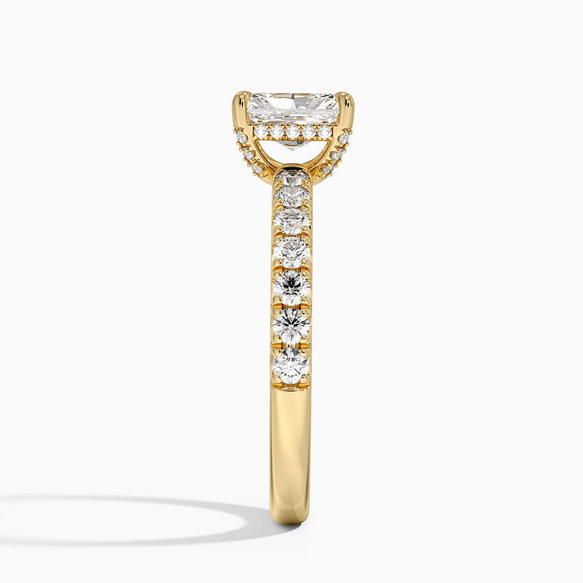Olympia Half Coverage Diamond Ring Yellow Gold 18k Radiant Engagement Ring