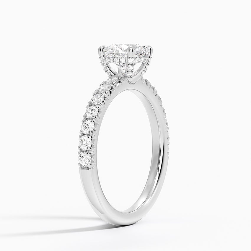 Olympia Half Coverage Diamond Ring Platinum Round Engagement Ring
