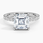 Olympia Half Coverage Diamond Ring Platinum Asscher Engagement Ring