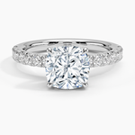 Olympia Half Coverage Diamond Ring Platinum Cushion Engagement Ring