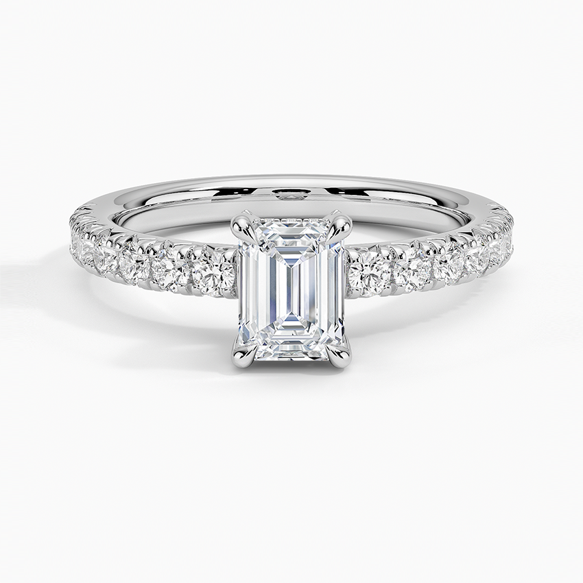 Olympia Half Coverage Diamond Ring Platinum Emerald Engagement Ring