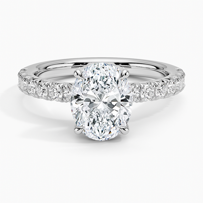 Olympia Half Coverage Diamond Ring Platinum Oval Engagement Ring