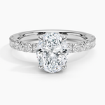 Olympia Half Coverage Diamond Ring Platinum Oval Engagement Ring