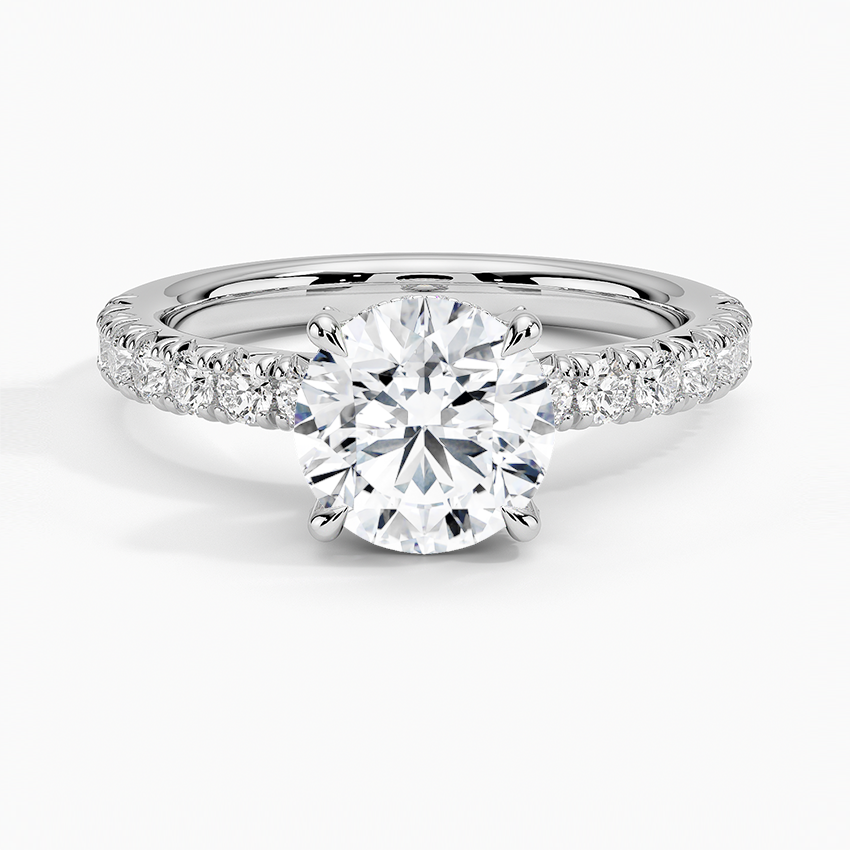 Olympia Half Coverage Diamond Ring Platinum Round Engagement Ring